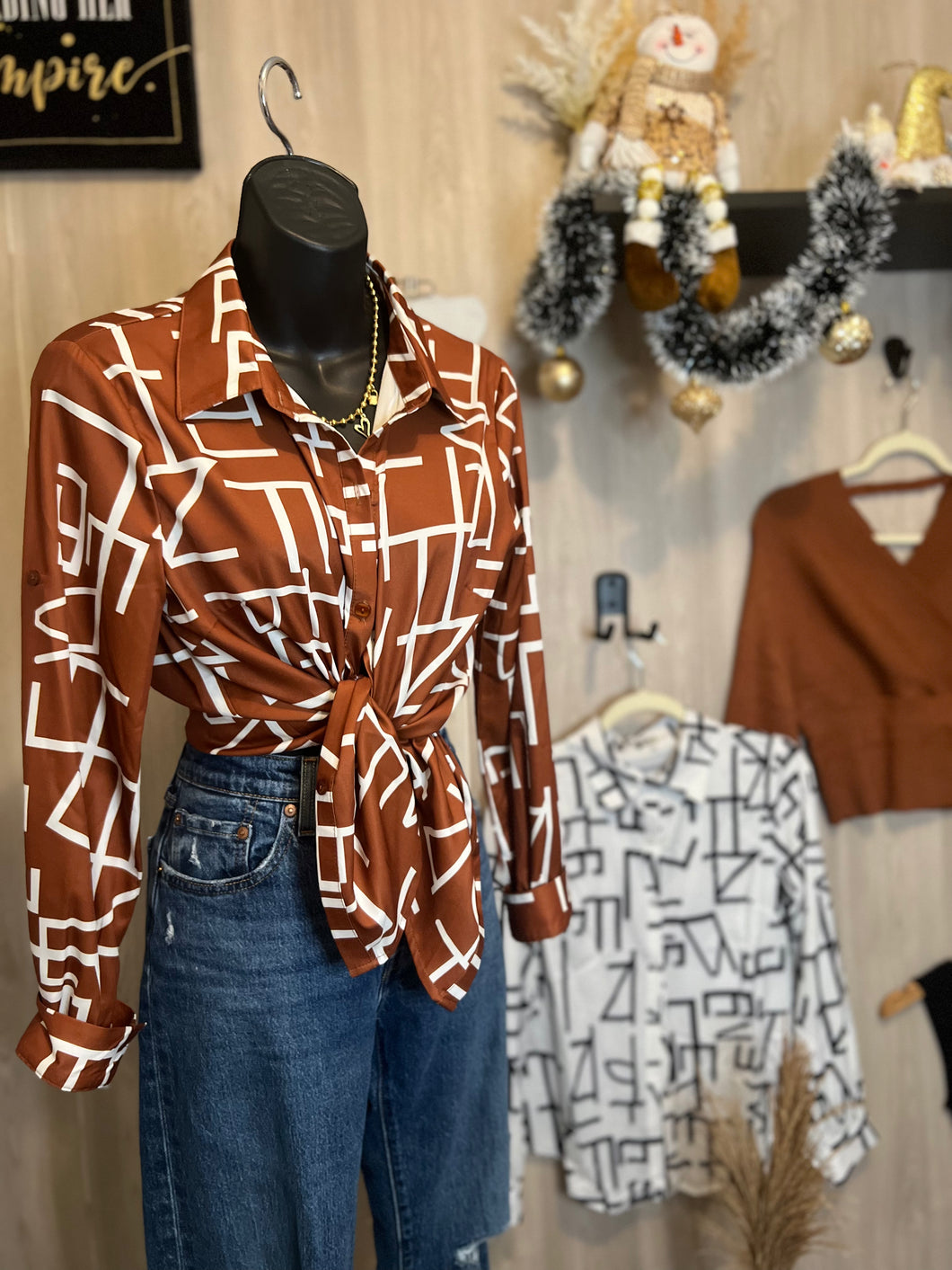 Brown Abstract Blouse